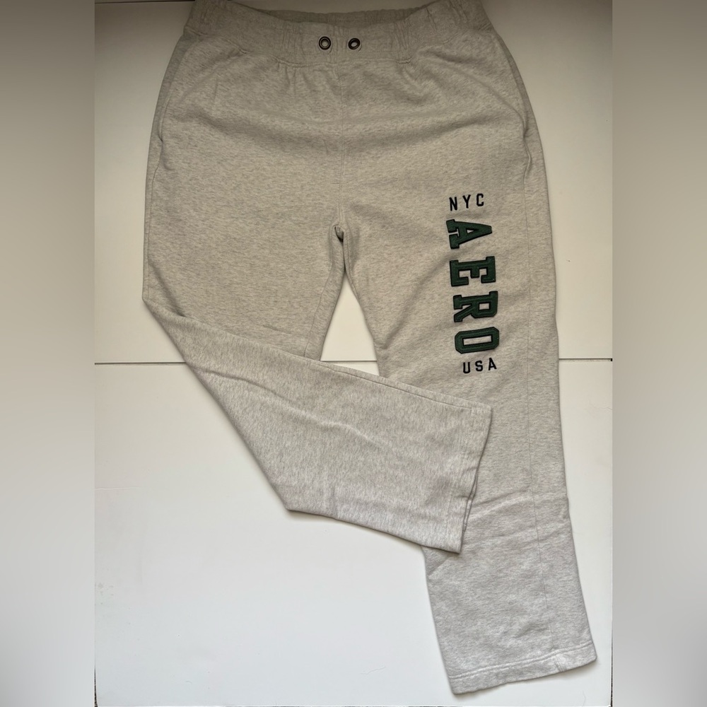 Aeropostale Light Gray Joggers with Green Logo